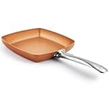 Toutrop Non-Stick Copper Square Frying Pan, 9.5" Chef Skillet with Ceramic Coating, Oven Dishwasher Safe, PFOA-Free, Home Use for All Stoves