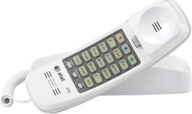 AT&T 210 Basic Trimline Corded Phone, No AC Power Required, Wall-Mountable, White