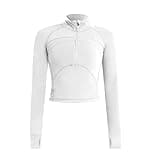 ZHENWEI Women's Athletic Half Zip Lightweight Workout Jacket with Thumb Holes Cropped Running Jacket