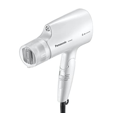 Panasonic nanoe Compact Hair Dryer with Oscillating Quick Dry Nozzle for Healthier-Looking Hair, Folding Blow Dryer for Travel and Home, 3 Airflow Hairdryer Settings - EH-NA2C-W (White)