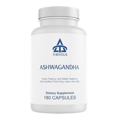 Thrivous Ashwagandha Root Extract, 300 mg KSM-66 with 5% Withanolide, 180 Capsules, Third-Party Tested Dietary Supplement