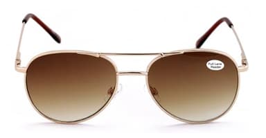 V.W.E. Metal Tinted Reading SunGlasses - Spring Hinge Tear Drop Full Lens Reader Gradient (Brown Tinated Reader, 2.50)