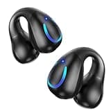 TANFESO Open Ear Bone Conduction Headphones Bluetooth 5.3 Wireless Open Clip Ear Earbuds Built-in Mic with Ear Hooks 60 Hours Playtime Sport Earphones IPX7 Waterproof for Fitness Running Walking