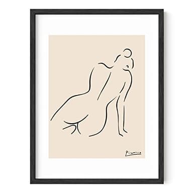 HAUS AND HUES Picasso Line Drawing Abstract Woman Wall Art Pablo Picasso Artwork Wall Art Woman Silhouette Black Minimalist Female Body Fine Line Art UNFRAMED 12"x16" (Picasso Nude Line Art)