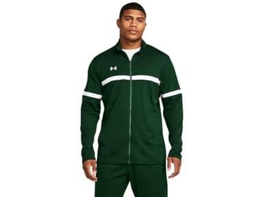 Under Armour Mens UA Knit Warm Up Team Full-Zip - Sweat Wicking LGT Forest Green-white