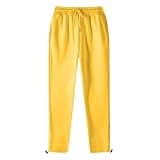 YNCSZEC Womens Loose Straight Leg Sweatpants High Waist Drawstring Elastic Joggers Lounge Trendy Sweat Pants Athletic Joggers Women Yellow XL