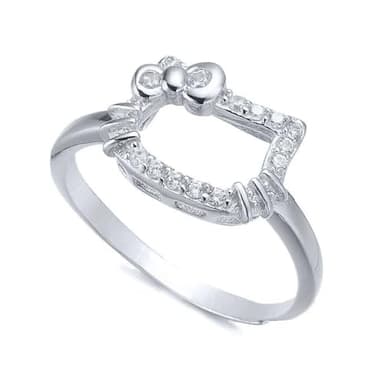 AradhyaJewels 14K White Gold Finish Round Cut White Diamond Hello Kitty Engagement Wedding Band Ring for Women's (5)