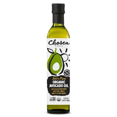 Chosen Foods Organic Avocado Oil, 16.9 Fl Oz - All Purpose Cooking Oil made from 100% Pure Avocados - Non-GMO, Gluten-Free, Keto Friendly, Glyphosate Free - 500mL (Pack Of 1)