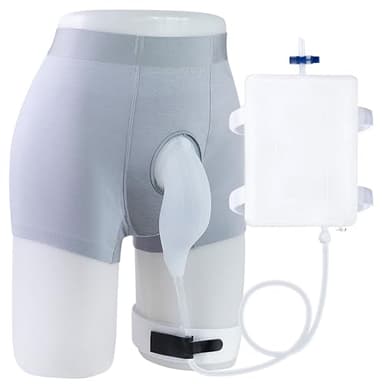 SorealGroup External Catheter for Men, Detachable 1000mL Silicone Urine Bag, Wearable Male Incontinence Collector with Trimmable Tube & Anti-Slip Straps for Daytime, Driving and Seated Use