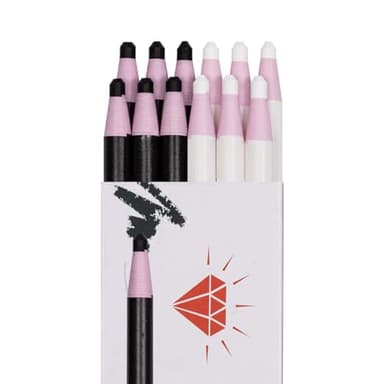 HOMSSEM New China Markers Grease Pencils – 12-Pack Multi-Surface Wax Markers for Glass, Metal, Plastic – Non-Sharpening Peel Off China Marker (Black 6p + White 6p)