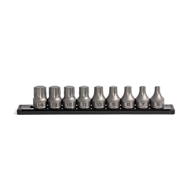 GripEdge |9-PC RPT 3/8" Drive Low Profile Metric Hex Dual Action Driver Set| Includes sizes - 6mm, 7mm, 8mm, 9mm, 10mm, 11mm, 12mm, 13mm & 14mm | Includes Premium Aluminium Rail |