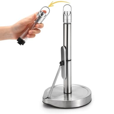 Paper Towel Holder with Spray Bottle for Kitchen Decor and Accessories - Paper Towel Holder Countertop for Kitchen Necessities - Freestanding Paper Towel Holders with Spray Pump for Home Necessities