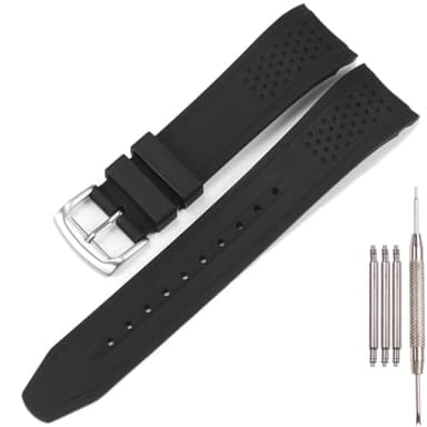 XBHSW Rubber Watch Band Compatible With Citizen Eco-Drive Weekender AW1158-05L AW1150-07E Promaster Aqualand Black Silicone Strap 23mm Bracelet (Black band Steel buckle, Millimeters, 23)