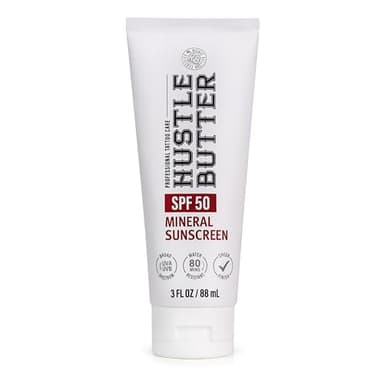 Hustle Butter Tattoo Aftercare Sunscreen - Tattoo Sunscreen Lotion - Fade Protection, SPF 50, Hydrating with Shea Butter & Coconut Oil, TSA-Friendly, Water Resistant, Non-Greasy, 3 oz