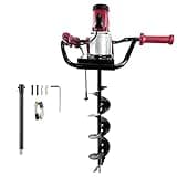 JACKCHEN 1500W Electric Post-Hole Digger with 6-Inch Auger Bit, Earth Auger Drill, Auger Bit Earth Auger, Ideal for Post Hole Digging, Drilling, Tree Planting, Red