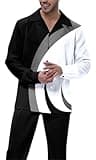 PEETITI Men's Long Sleeve Walking Suits Dressy Two Piece Sets Premium Button Down Shirts and Pants PM312-5-XL