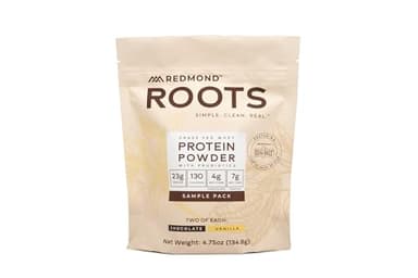 REDMOND Roots Grass-Fed Whey Protein Powder – 23g Protein per Serving, Naturally Sweetened with Maple Sugar & Monk Fruit, Probiotic for Digestion (Sample Pack)