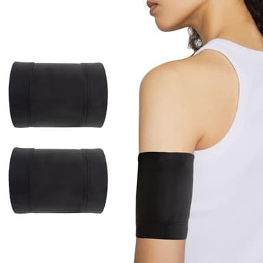 2Pcs Diabetic Sensor Armband, Diabetes Arm Band for Insulin Pod Monitoring Systems - Omnipod Dexcom Freestyle Libre, Protects Insulin Pod During Sports, Replace Adhesive Patches Tape (Black, L)