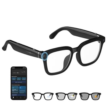 Smart Glasses with Camera, 8MP HD Camera Glasses, 1200P Video Recording Glasses With AI Assistant, Real-Time 139-Language Translation, Color-Change Lenses, Bluetooth Eyeglasses for Travel/Vlog/Work