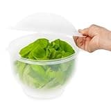 Home-X Lettuce Keeper - BPA-Free Lettuce Keeper for Refrigerator to Keep Salads and Vegetables Fresh - 7" x 8" Lettuce Crisper with Drainage Reservoir - Clear See-Through Vegetable and Fruit Crisper