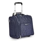 Amazon Basics Underseat Carry On Luggage with Wheels - 14" Rolling Travel Bag, Navy Quilted