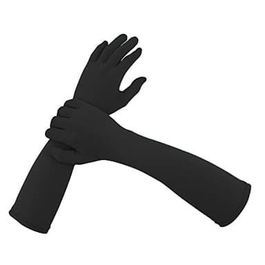 Aniler Unisex Costume 15'' Halloween Elbow Length 20s Stretchy Cosplay Solid Color Gloves (One Size, Black)