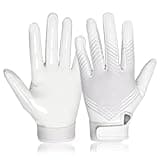 RIGWARL Football Gloves Men, Youth & Adult Football Gloves, Performance Enhancer Receiver Gloves with Super Tacky Grip for Ultimate Experience, Adult & Youth Sizes (White, Adult-S)