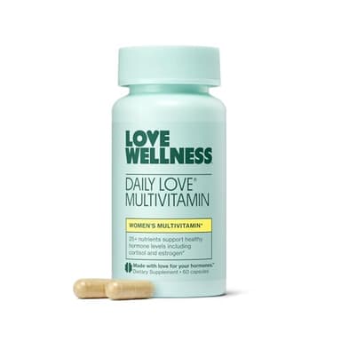 Love Wellness Daily Love Multivitamin for Women | Supports Energy, Cortisol, Immune Health, Stress Relief, & PMS | Complete with Vitamin D, C, Iron, Calcium, Zinc, & Biotin, Magnesium | 30-Day Supply