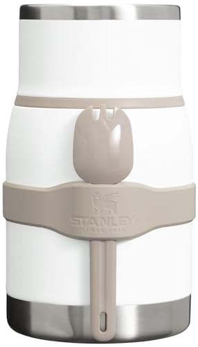 Stanley Adventure To-Go Food Jar and Spork 24 oz | Vacuum Insulated Food Container | Wide Mouth Screw On Lid | Packable for Travel | Stainless Steel with Leakproof Lid | BPA-Free | Frost