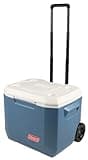 Coleman Xtreme 50qt Wheeled Cooler, Extra-Walled Insulation Keeps Ice up to 5 Days, Portable Rolling Hard Chiller