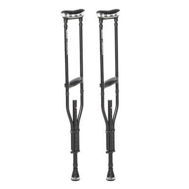 MD by DRIVE Air-Crutch Lightweight Walking Crutch, Adult Crutches for Walking with Comfortable Underarm Pads and Ergonomic Grips, Adjustable Height 4'7"-6'7", 300 lb Capacity, Black