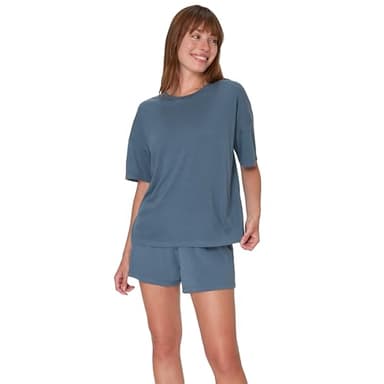 Hanes Women's Originals Supersoft Boxy T-Shirt & Sleep Shorts Set, Comfywear Lounge/Sleepwear