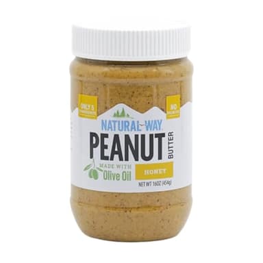 Natural Way Peanut Butter, Honey, (1) 16 Ounce Jar - Made with Olive Oil, No Hydrogenated Oils, Non-GMO, Gluten Free