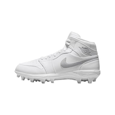 Jordan 1 Mid TD Men's Football Cleat (FJ6805-101, White/White/Grey Fog) Size 9.5