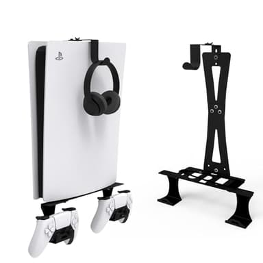 ZHSX Wall Mount for Ps5 Models,Ps5 Shelf Playstation Wall Mount Compatible with Ps5、Ps5 Pro and Ps5 Slim Disc Adjustable Length and Width Holds Two Controllers