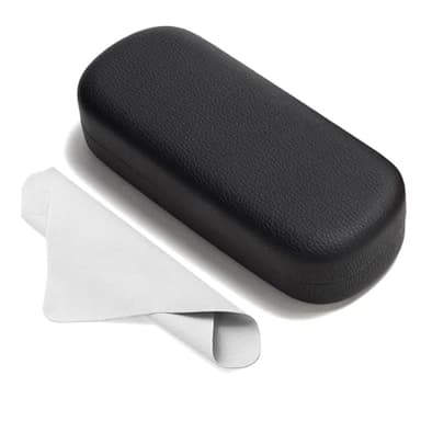 Marvolia Glasses Case Hard Shell Large Eyeglasses Case PU Leather Protective Cases for Sunglasses Eyeglasses with Cleaning Cloth for Men Women - Black