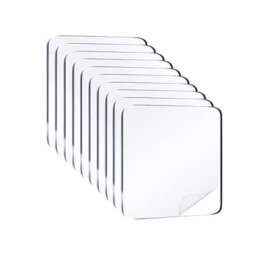 Medsuo 10pcs 2.4" Clear Double Sided Adhesive Pads for Mounting Waterproof Double Sided Sticker Super Strong Heavy Duty Washable Sticky Patch Walls Hanging Nano Gel for DIY Craft Home Office