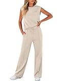 ANRABESS Women 2 Piece Outfits Summer Casual Sleeveless Sweatsuits Wide Leg Tracksuits Lounge Travel Matching Sets X-Large