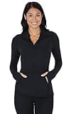 Yogalicious Nude Tech Half Zip Long Sleeve Jacket with Front Pockets - Black - Small