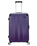 Rockland London Hardside Expandable Luggage with Spinner Wheels, Purple, Checked 28 Inch