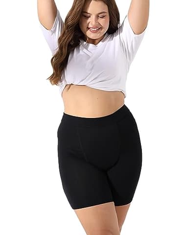 Goat Union Period Underwear 5” Boy shorts/Boxer Briefs, High Waist/Heavy Flow w/Organic Cotton Lining, Black, 6XL