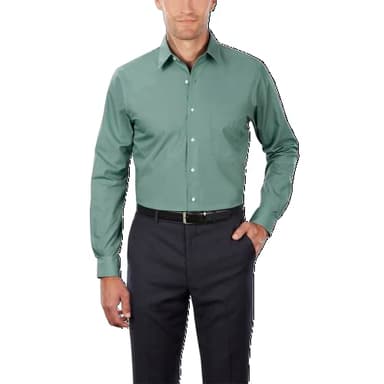 Van Heusen Men's Dress Shirt Regular Fit Poplin Solid, Ocean Mist, 16" Neck 34"-35" Sleeve