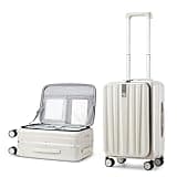 Hanke 20 Inch Carry On Luggage with Wheels PC Hard Shell Suitcase Top Opening Aluminum Frame Travel Luggage Suitcases for Woman Men Gifts.(Ivory White)