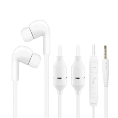 ibrain 3.5mm Air Tube Headphones White Airtube Earbuds Wired Air Tube Headset with Microphone in-Ear Earphones for Safe Listening