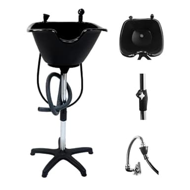 Dompel Portable Shampoo Bowl, Ergonomic and Deep Portable Wash Bowl for Hairstylist and Handicap & Disabled, Seniors, Home Services, Steel Structure, Hair Washing Basin. 22 L