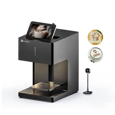 EVEBOT Coffee Latte Art Machine EB-Pro Customized Photo Selfie Printing with Camera Cake Desserts DIY Personalized Decoration for Cafes Bars Museums, Blown FancyBox - Black