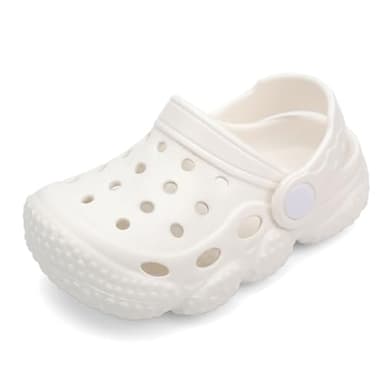 INMINPIN Baby Clogs Garden Shoes Newborn Infant Lightweight Breathable Beach Pool Sandals Non-Slip Baby Boys Girls Water Shower Summer Shoes Splay Naturally, White, 18-24 Months Infant