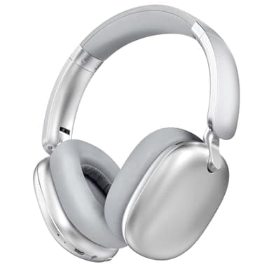 RORSOU C6 Active Noise Cancelling Headphones, Wireless Over Ear Bluetooth Headphones, 60H Playtime, Lightweight Folding Deep Bass Comfort Fit Ear Cups Headset with Mic for iPad/Travel/PC/Home Silver