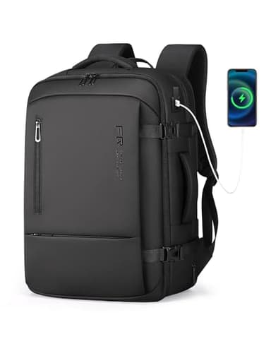 Fenree.geer Travel Backpack for Men, Flight Approved Carry On Luggage Backpack with USB Port, Water Resistant Expandable Computer Daypack, 17.3 Inch Black Business Laptop Backpack for College/Work