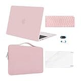 MOSISO Compatible with MacBook Air 13 inch Case M1 Chip 2022 2021 2020 2019 2018 Release A2337 A2179 A1932 Retina Display, Plastic Hard Shell&Bag&Keyboard Skin&Webcam Cover&Screen Film, Rose Quartz